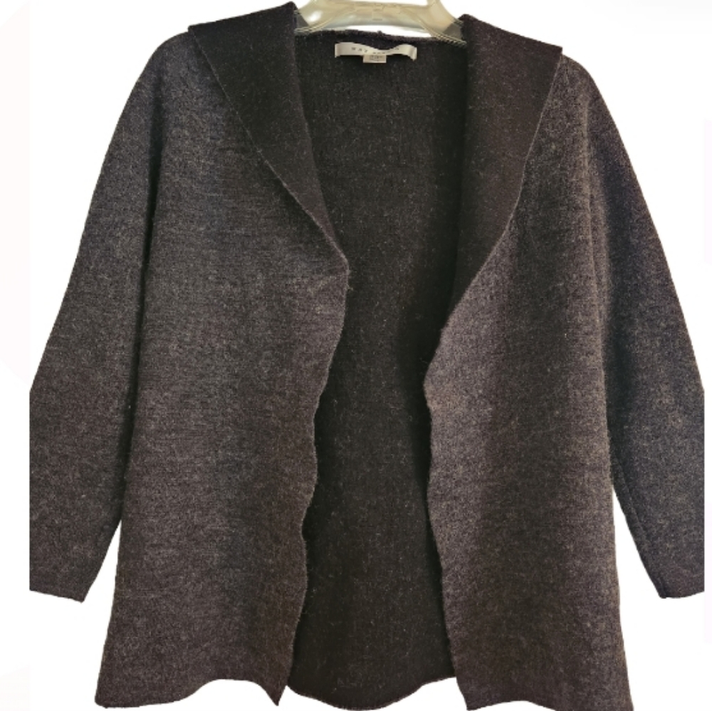 Max Studio Wool Blend Open Front Sweater With Hoo… - image 2